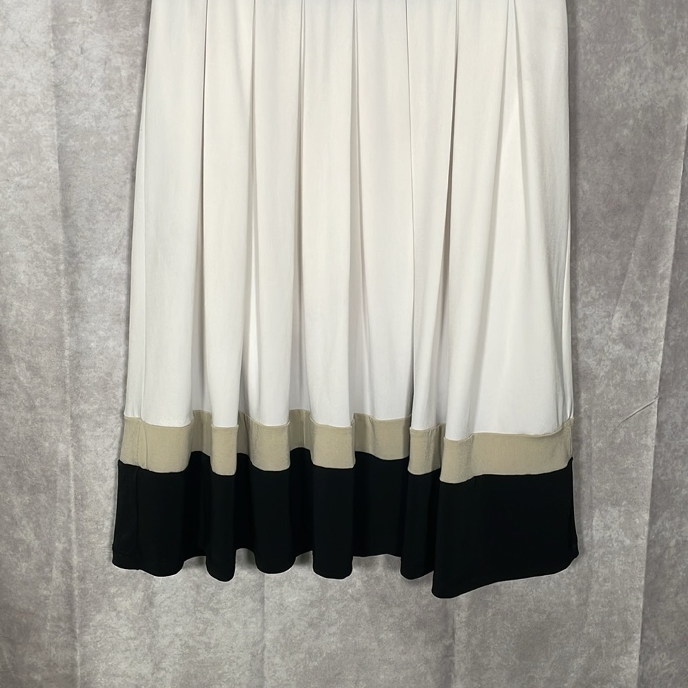 Dress Barn White Black Tan Knee Length Sleeveless Dress Size 6 - Picture 2 of 10